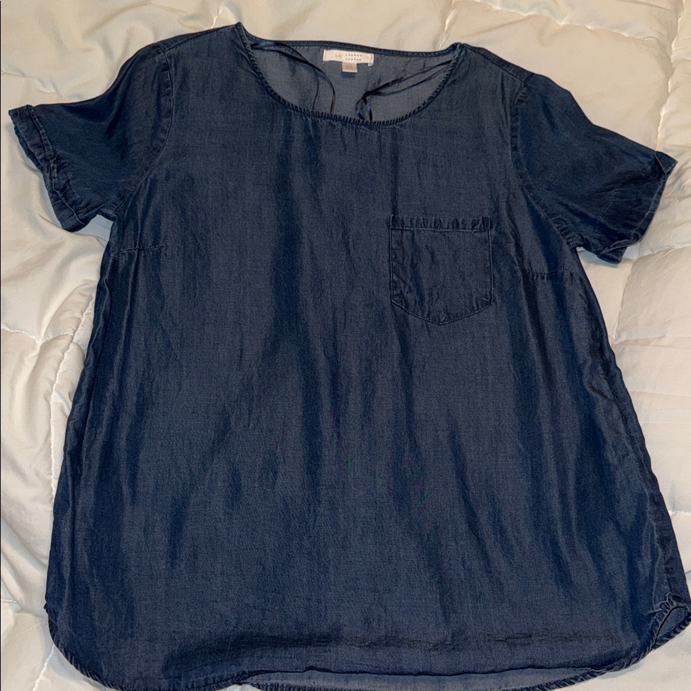 LC Lauren Conrad Denim Blue Blouse- size XS